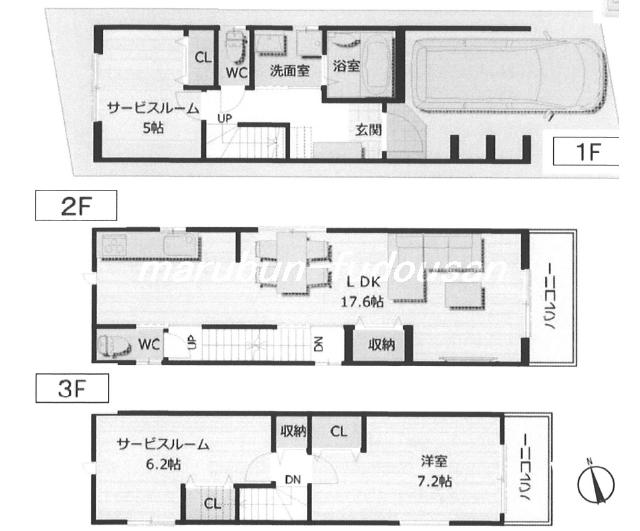 立花 徒歩11分 構造:木造土地面積:57.43平米 ( 17.37坪 ) 建物面積:102.33平米 ( 30.95坪 )