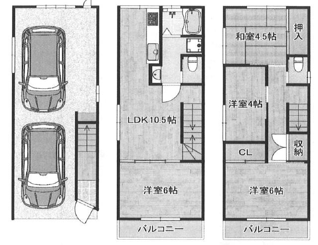 阪神尼崎 徒歩17分 構造:木・鉄骨コンクリート造土地面積:60.27平米 ( 18.23坪 ) 建物面積:104.02平米 ( 31.46坪 )